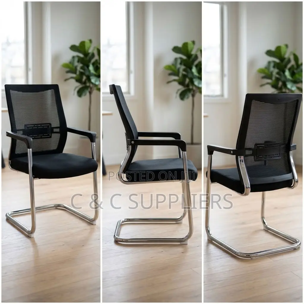 Mesh Visitors Chair With Padded Armrest.