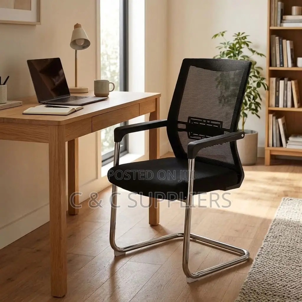Mesh Visitors Chair With Padded Armrest.