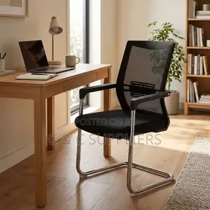 Mesh Visitors Chair With Padded Armrest.