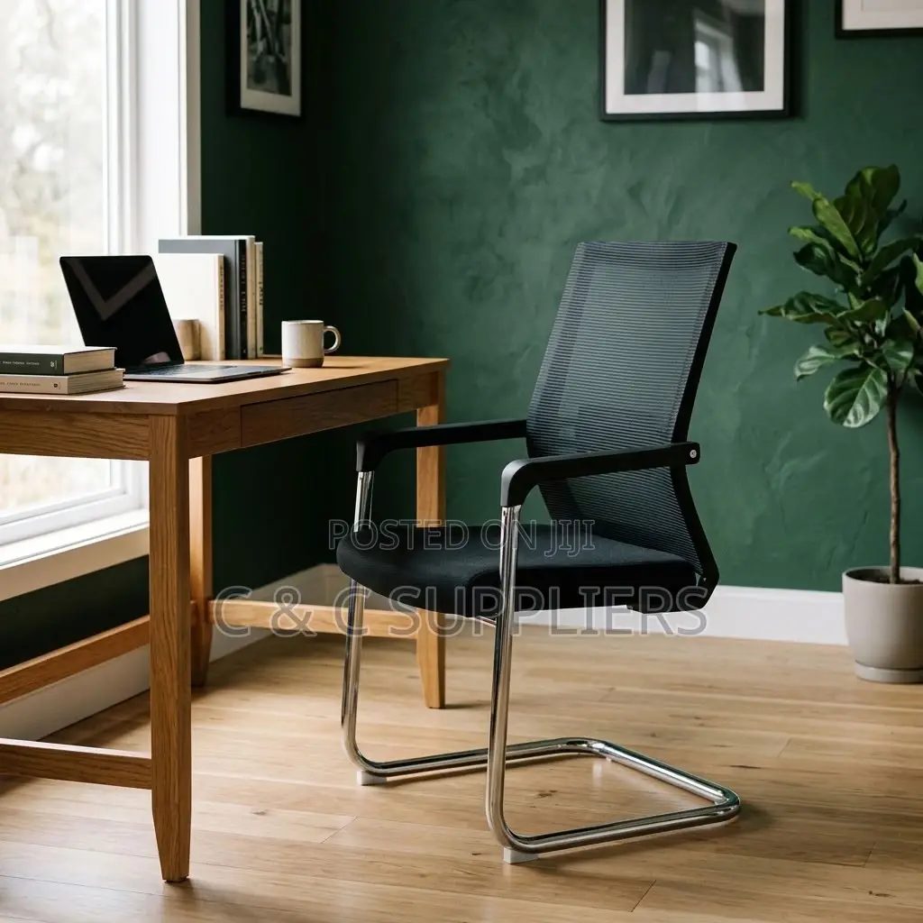 Mesh Visitors Chair With Padded Armrest.