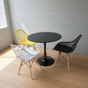 Dining Set – Round Black Table With Three Chairs