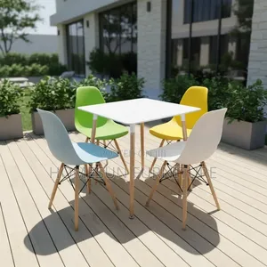 Dining Set – White Table With Four Colourful Chairs