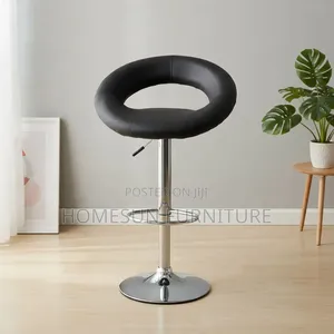 Bar Stool – Black Round Backrest With Chrome Base
