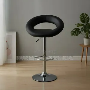 Bar Stool – Black Round Backrest With Chrome Base