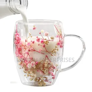 Glass Flowered Mug