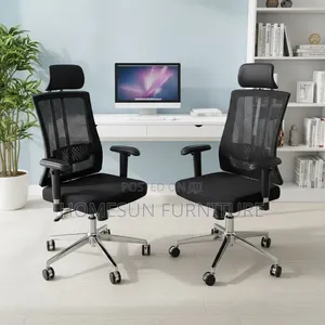 Office Chair – Black Mesh Ergonomic Seat With Headrest