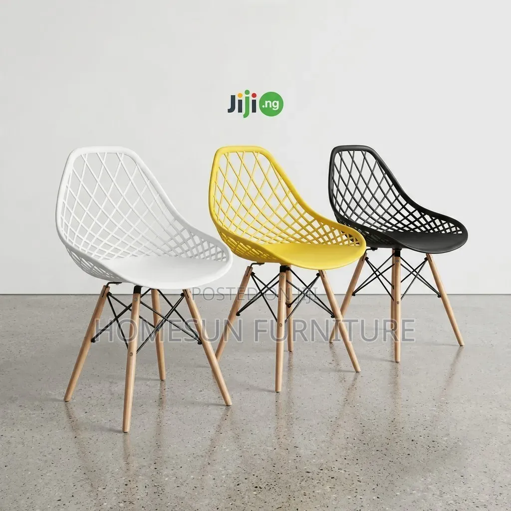Dining Chair – Modern Plastic Seat With Wooden Legs