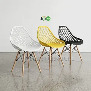 Dining Chair – Modern Plastic Seat With Wooden Legs