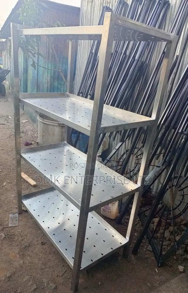 Stainless Steel Four-Tier Perforated Kitchen Rack - main view