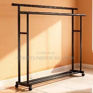 Clothes Hanger Rack With Wheels and Bottom Shelf for Bedroom
