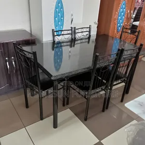 Dining Set – Black Rectangular Table With Six Chairs