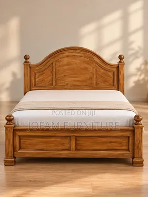 Classic Wooden Bed – Honey Brown Finish