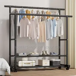 Vertical Double Pole Clothes Rack