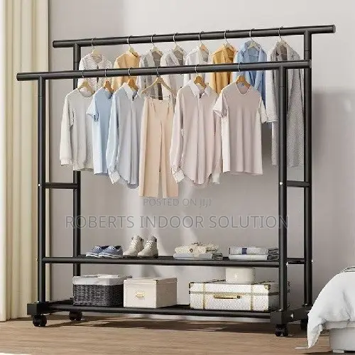 Vertical Double Pole Clothes Rack