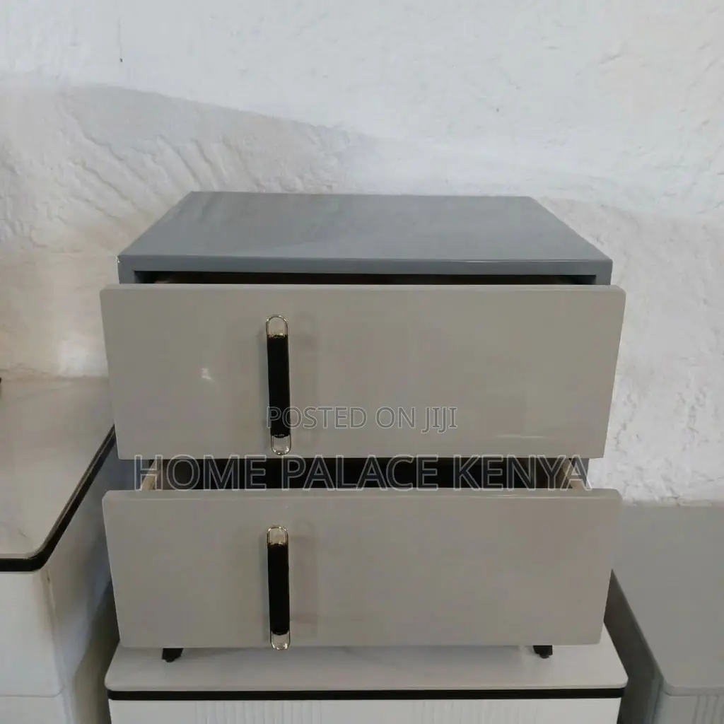 Nightstand; Soft Close Double Drawer Cabinet