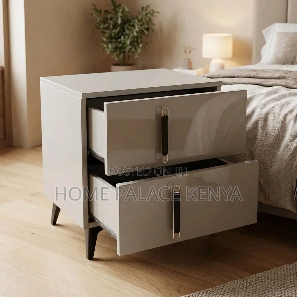 Nightstand; Soft Close Double Drawer Cabinet