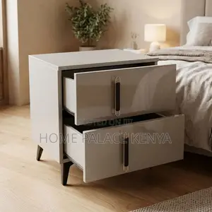 Nightstand; Soft Close Double Drawer Cabinet