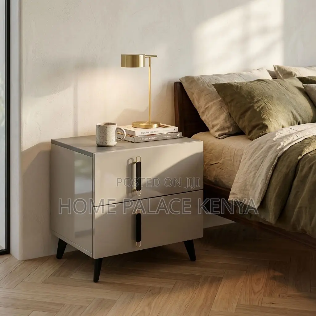 Nightstand; Soft Close Double Drawer Cabinet