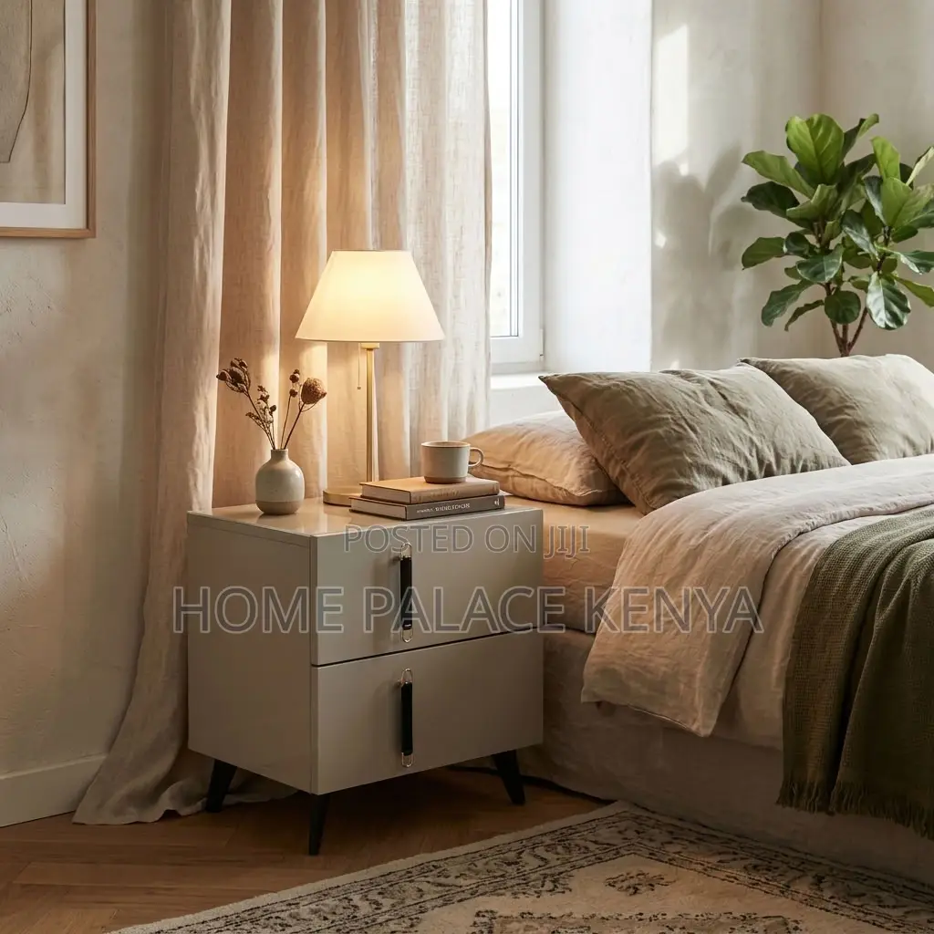 Nightstand; Soft Close Double Drawer Cabinet