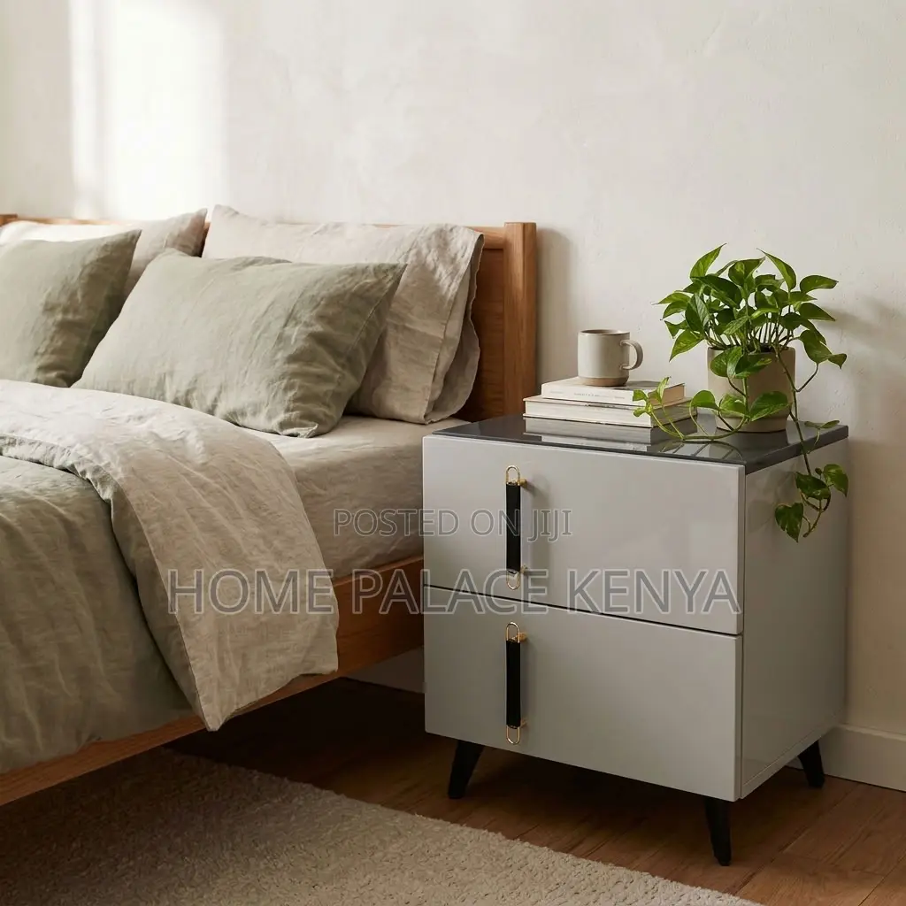 Nightstand; Soft Close Double Drawer Cabinet