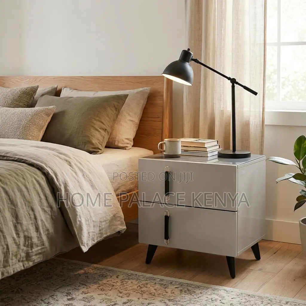 Nightstand; Soft Close Double Drawer Cabinet