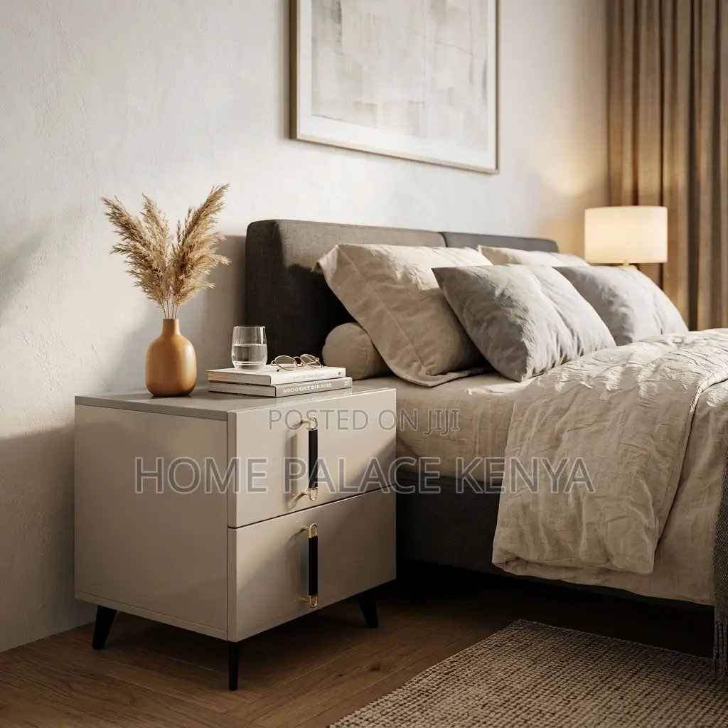 Nightstand; Soft Close Double Drawer Cabinet