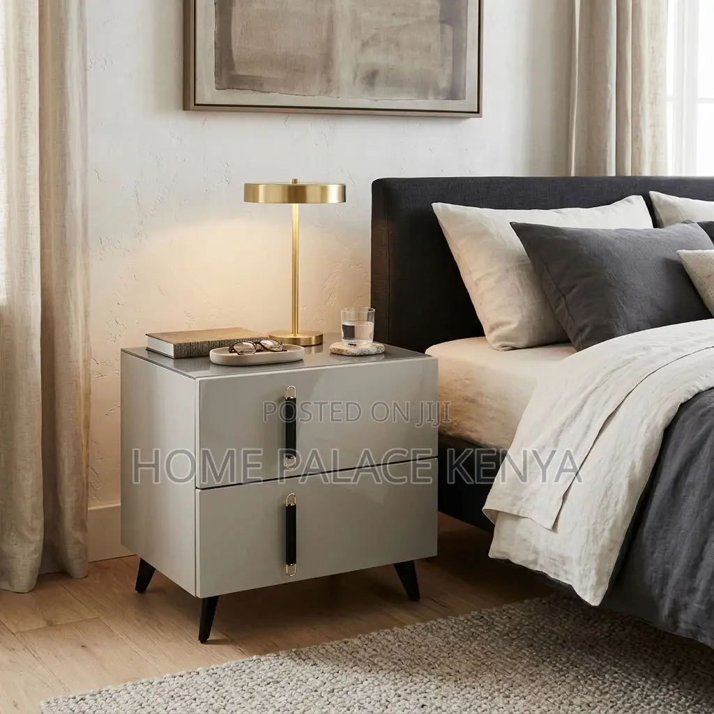 Nightstand; Soft Close Double Drawer Cabinet