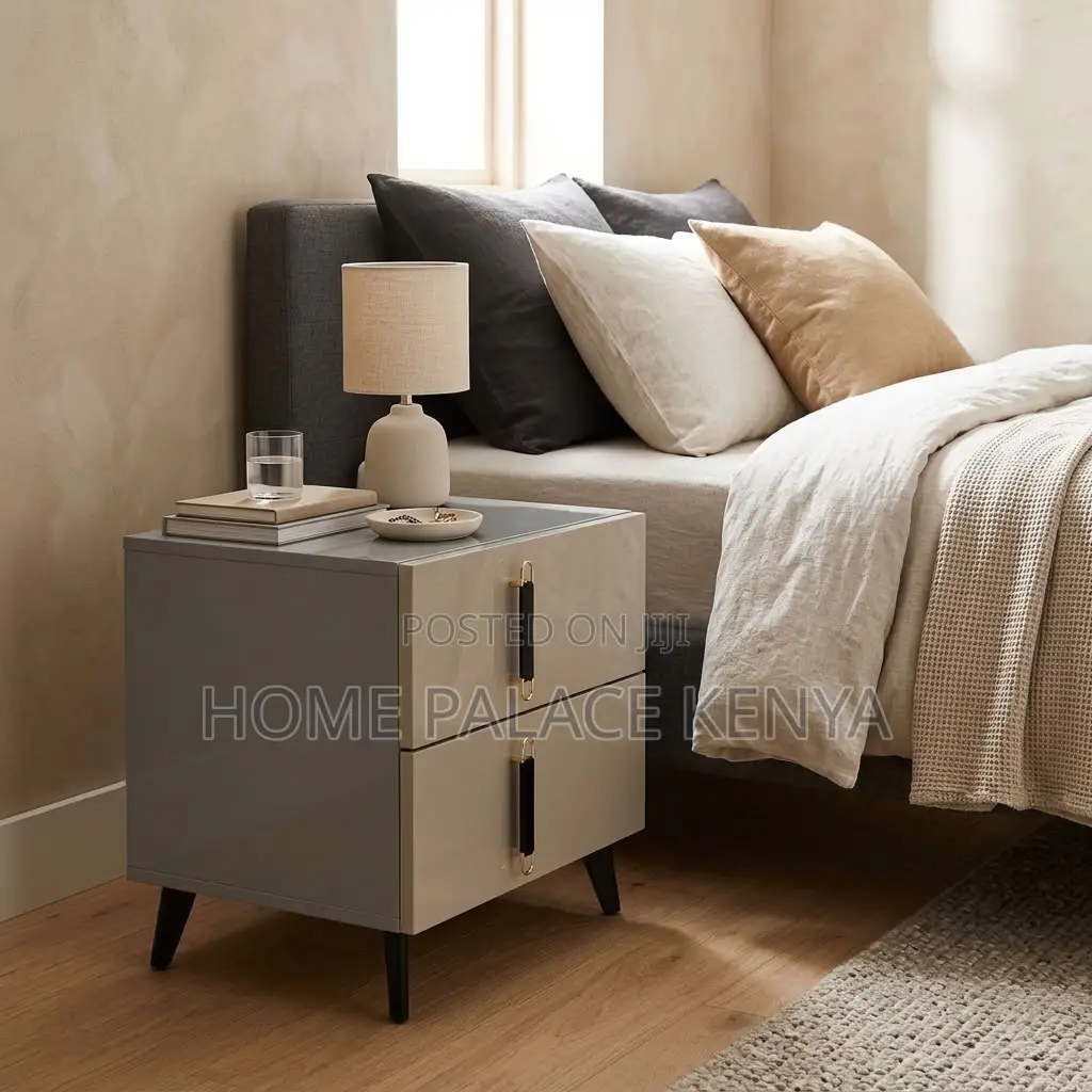 Nightstand; Soft Close Double Drawer Cabinet