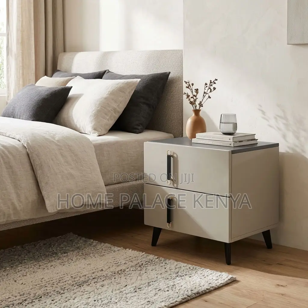 Nightstand; Soft Close Double Drawer Cabinet
