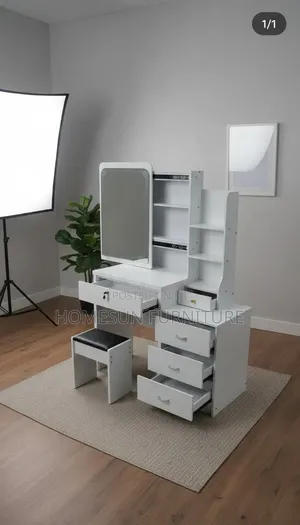 Dressing Table – White Vanity With Mirror and Storage Drawers
