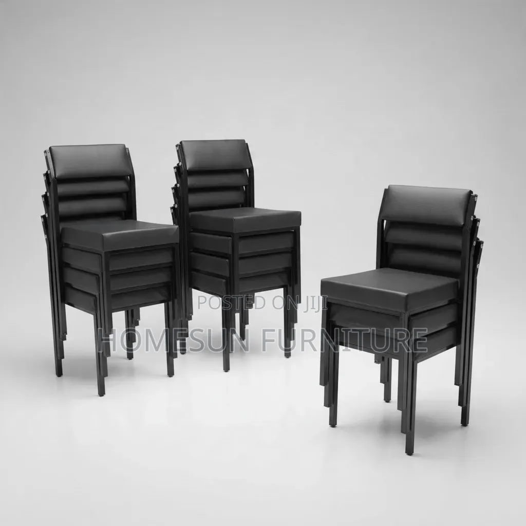 Office Chair – Black Padded Stackable Visitor Seat