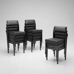 Office Chair – Black Padded Stackable Visitor Seat