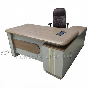 Executive Desk – Modern Beige and Walnut Office Table