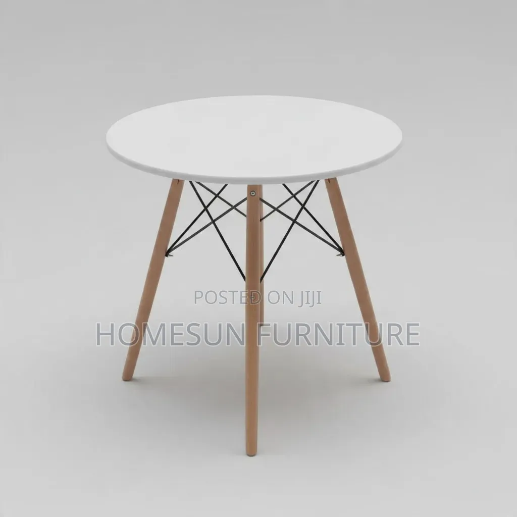 Dining Table – Round White Top With Wooden Legs