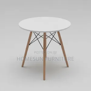 Dining Table – Round White Top With Wooden Legs