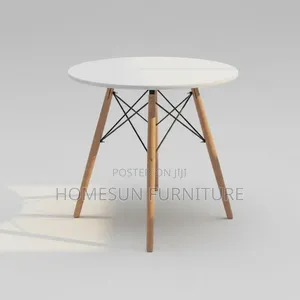 Dining Table – Round White Top With Wooden Legs