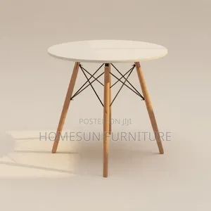Dining Table – Round White Top With Wooden Legs