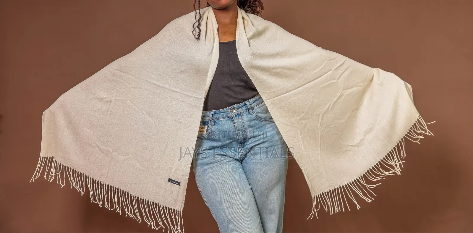 Soft, Warm, and Plain Colored Cashmere Scarfs With Tassel Ends