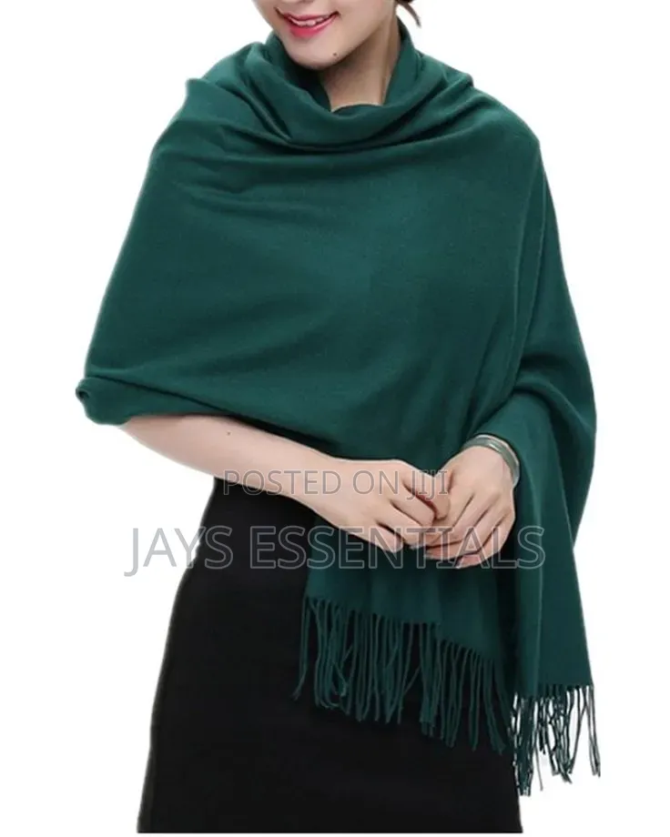 Soft, Warm, and Plain Colored Cashmere Scarfs With Tassel Ends