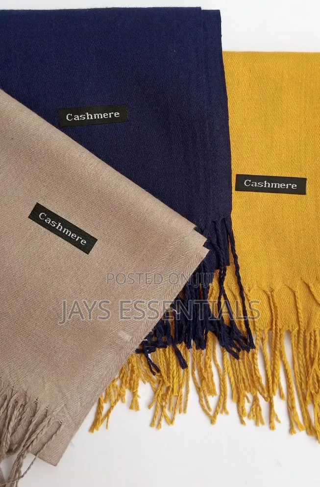 Soft, Warm, and Plain Colored Cashmere Scarfs With Tassel Ends