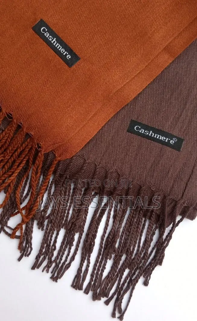 Soft, Warm, and Plain Colored Cashmere Scarfs With Tassel Ends