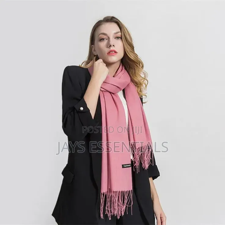 Soft, Warm, and Plain Colored Cashmere Scarfs With Tassel Ends