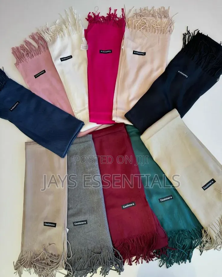 Soft, Warm, and Plain Colored Cashmere Scarfs With Tassel Ends