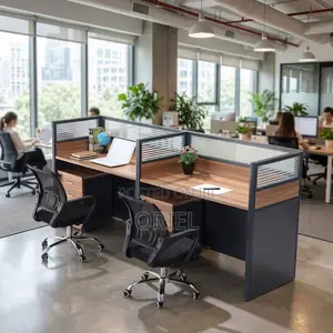 2-Person Office Workstation – Compact Double Computer Desk