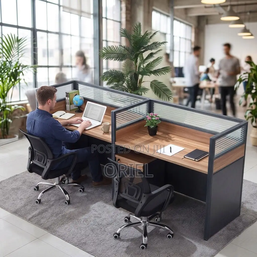 2-Person Office Workstation – Compact Double Computer Desk