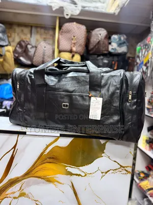 Big Pu Leather Black Multiple Pockets Travel Bag  