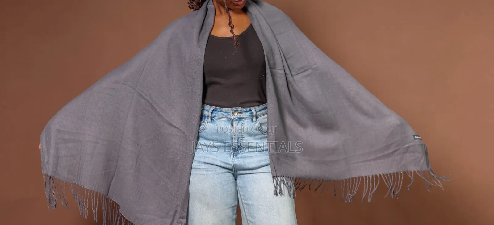 Soft, Warm, and Plain Colored Cashmere Scarfs With Tassel Ends