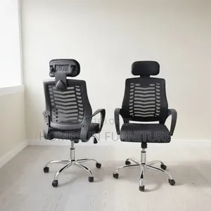 Office Chair – Black Ergonomic Mesh With Headrest