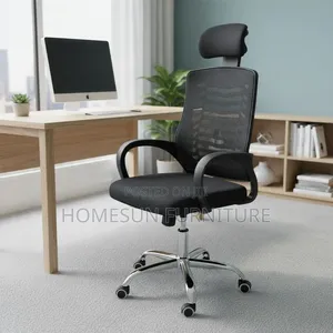 Office Chair – Black Ergonomic Mesh With Headrest