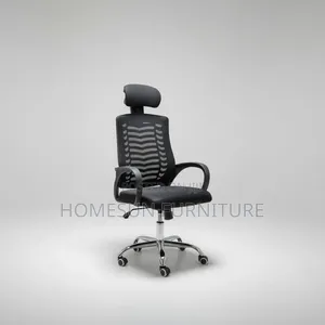 Office Chair – Black Ergonomic Mesh With Headrest